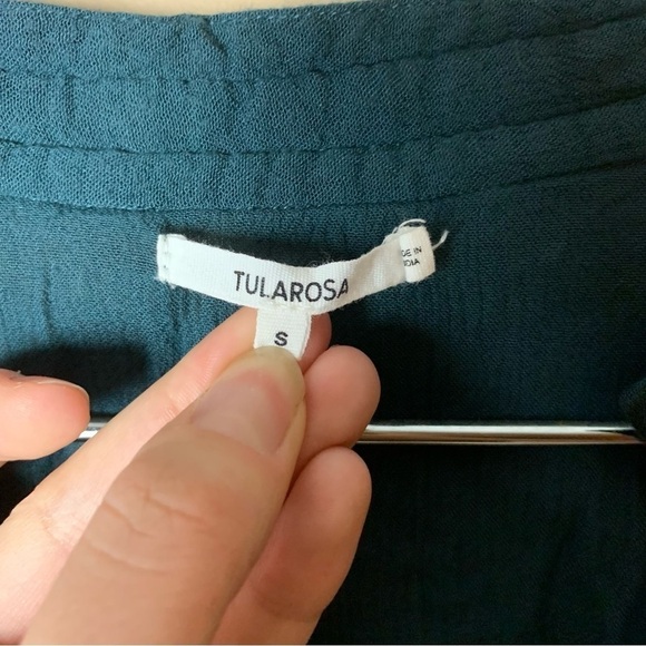 [Tularosa] Wyatt Dark Green Embroidered Long Sleeve Top - Picture 6 of 9